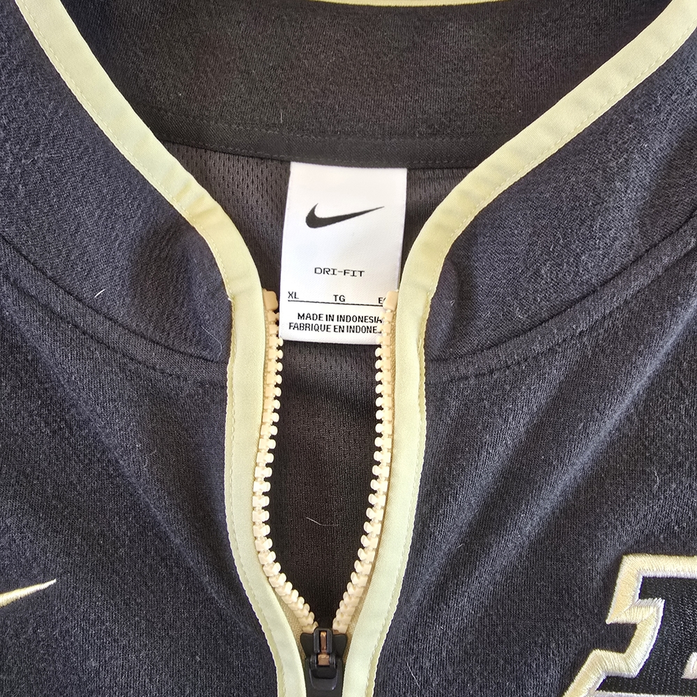 Nike Dri-Fit Purdue Boilermakers Quarter Zip Pullover Jacket Black Gold Mens XL - Picture 2 of 4